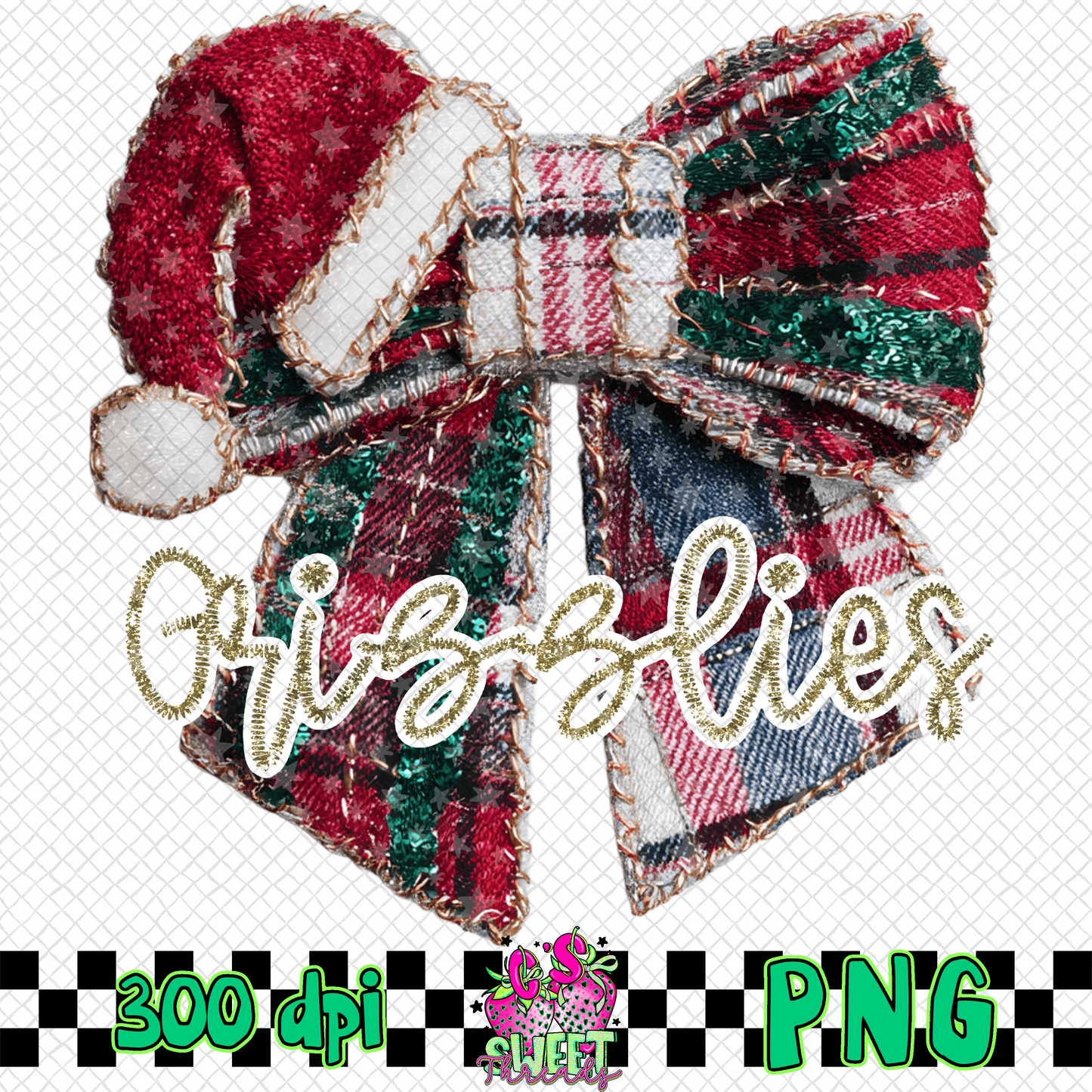 Grizzlies Faux Embroidered Christmas Bow