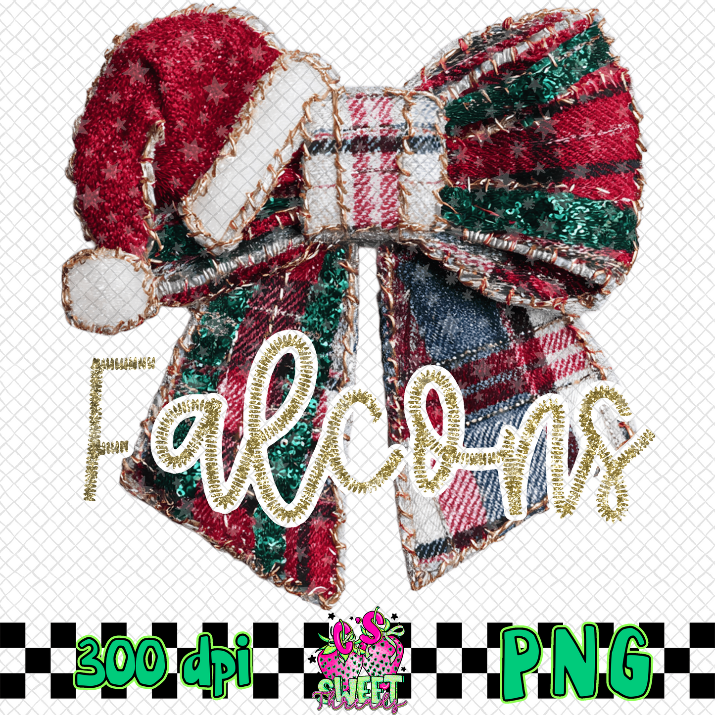Falcons Faux Embroidered Christmas Bow