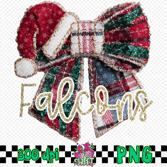 Falcons Faux Embroidered Christmas Bow
