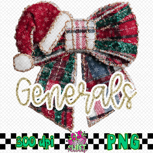 Generals Faux Embroidered Christmas Bow
