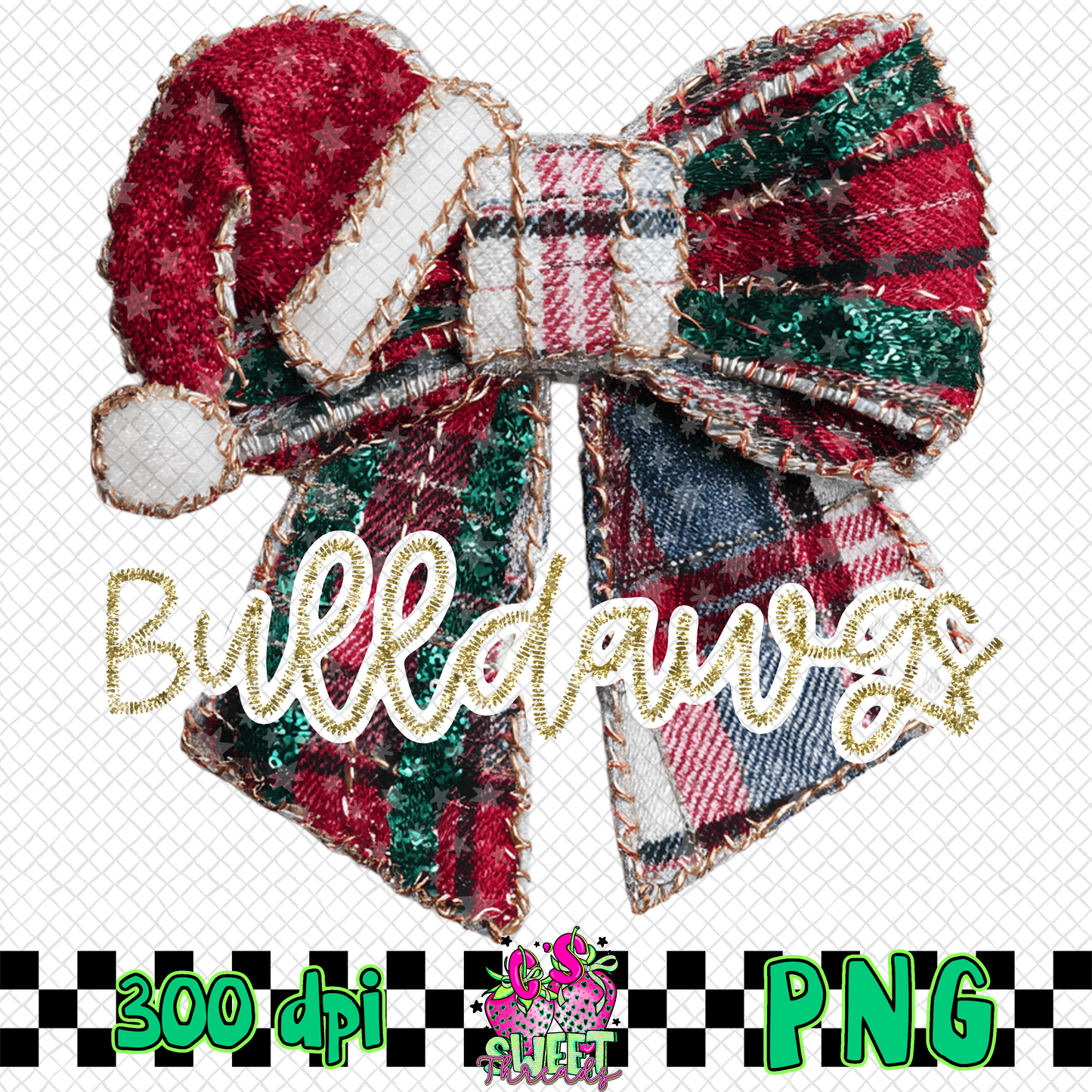 Bulldawgs Faux Embroidered Christmas Bow