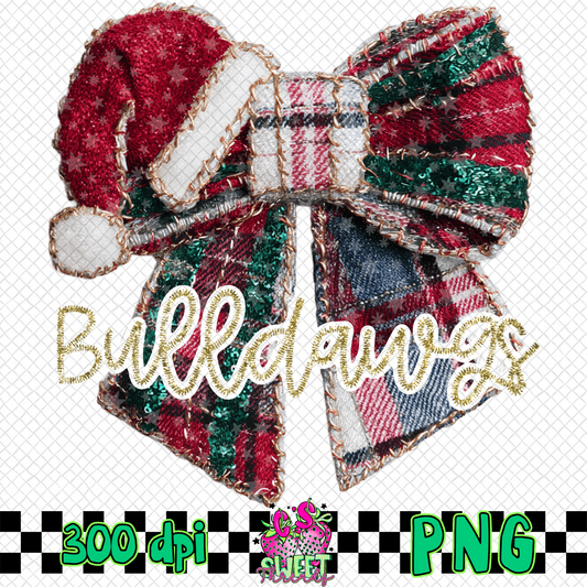 Bulldawgs Faux Embroidered Christmas Bow