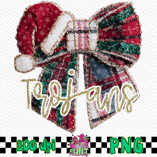 Trojans Faux Embroidered Christmas Bow