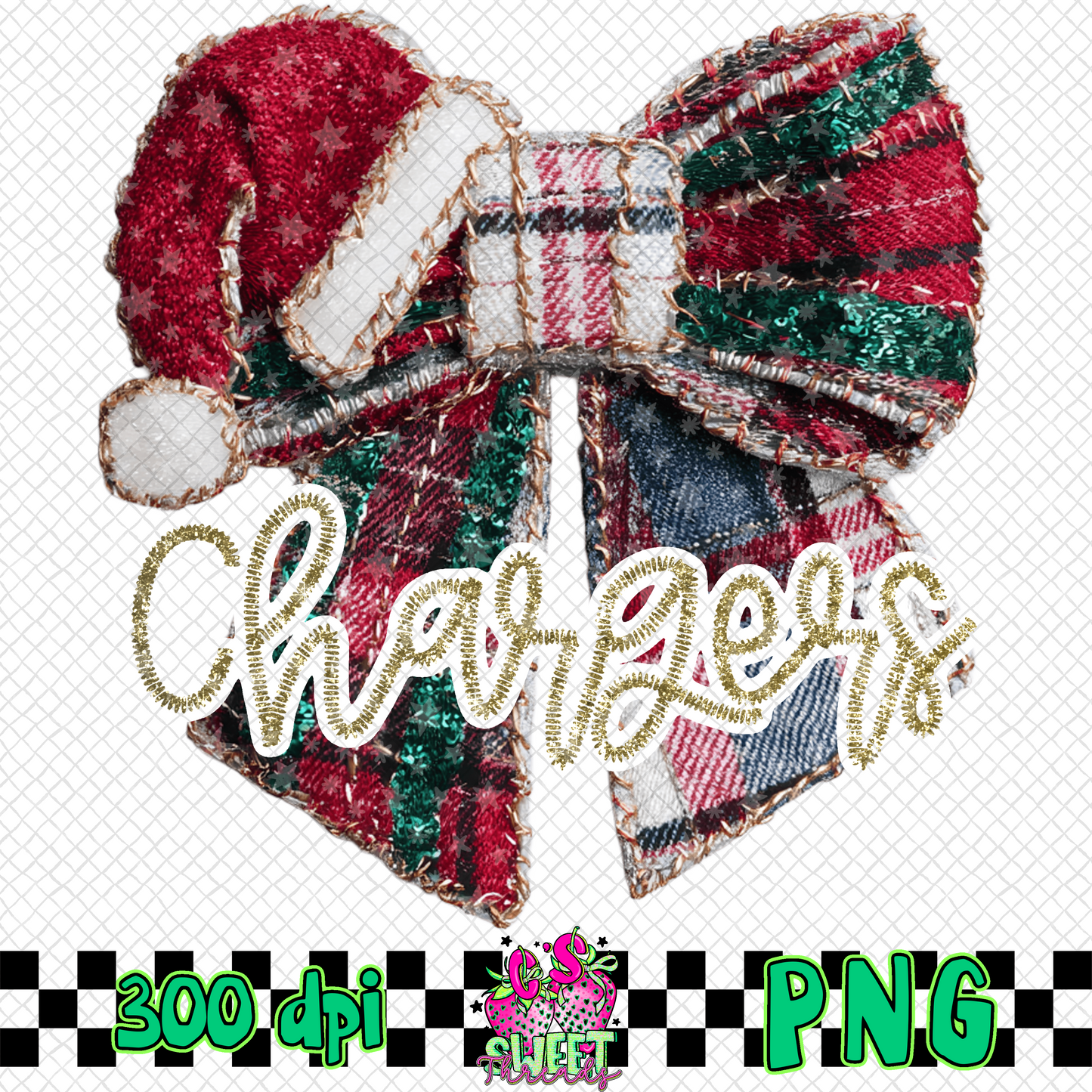 Chargers Faux Embroidered Christmas Bow
