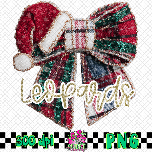 Leopards Faux Embroidered Christmas Bow