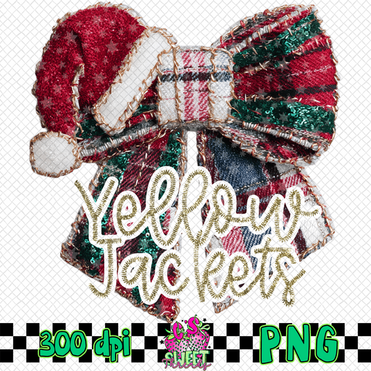 Yellow Jackets Faux Embroidered Christmas Bow