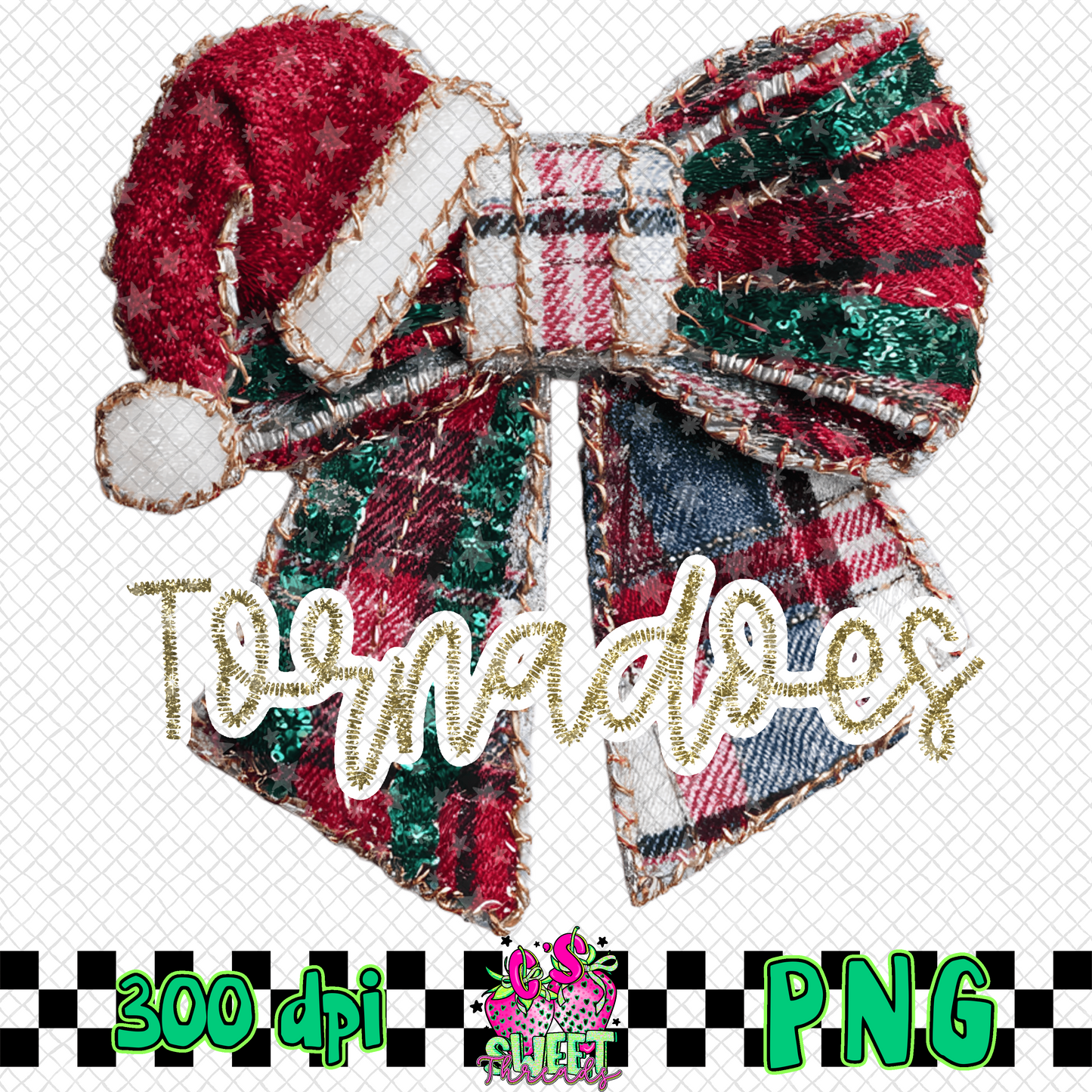 Tornadoes Faux Embroidered Christmas Bow