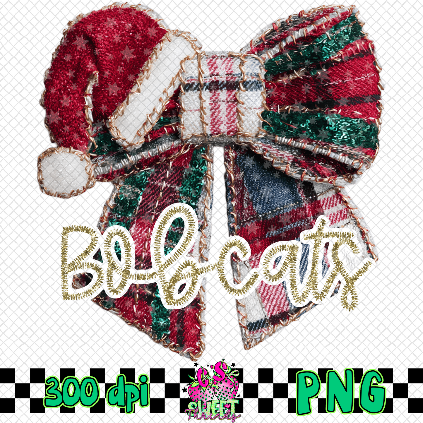 Bobcats Faux Embroidered Christmas Bow