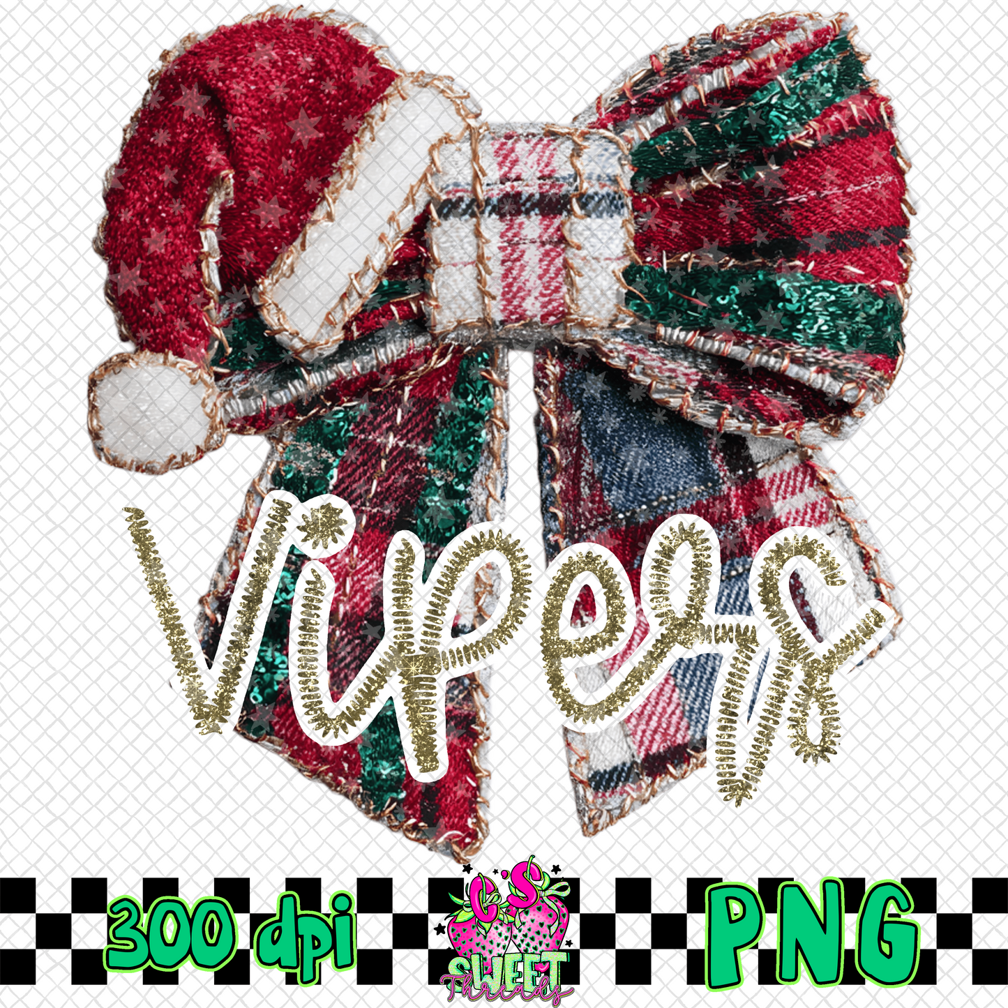 Vipers Faux Embroidered Christmas Bow