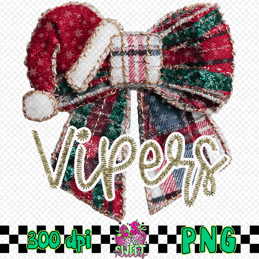 Vipers Faux Embroidered Christmas Bow