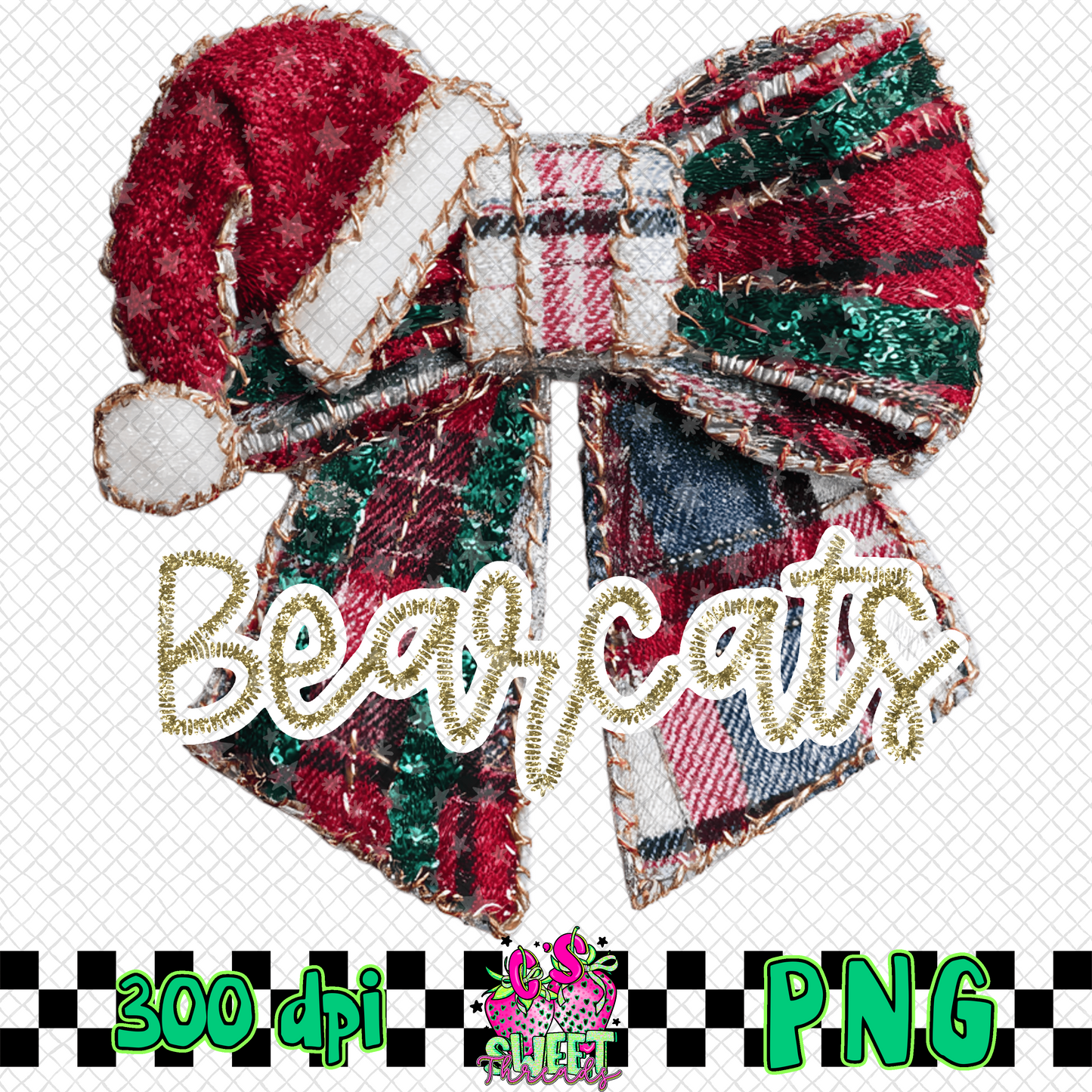 Bearcats Faux Embroidered Christmas Bow