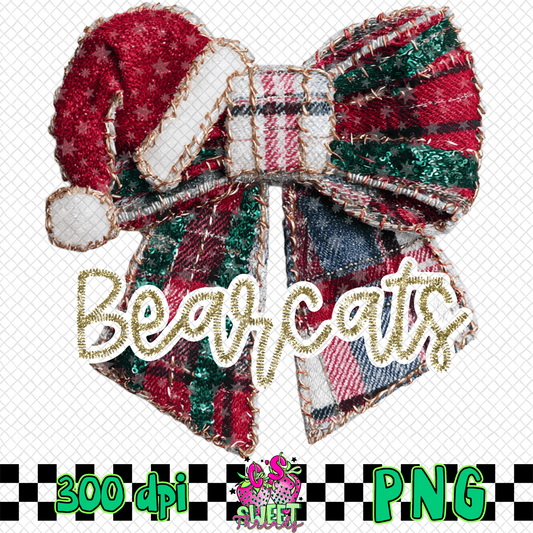 Bearcats Faux Embroidered Christmas Bow