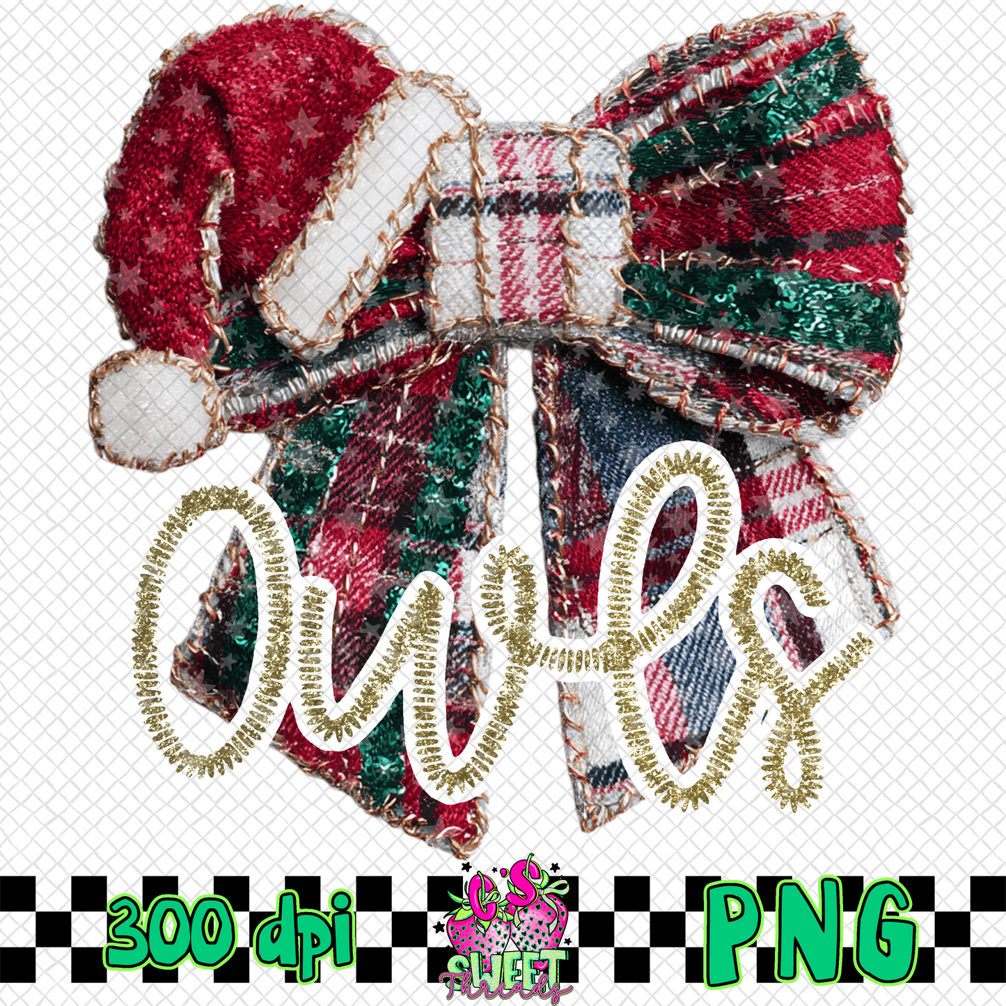 Owls Faux Embroidered Christmas Bow