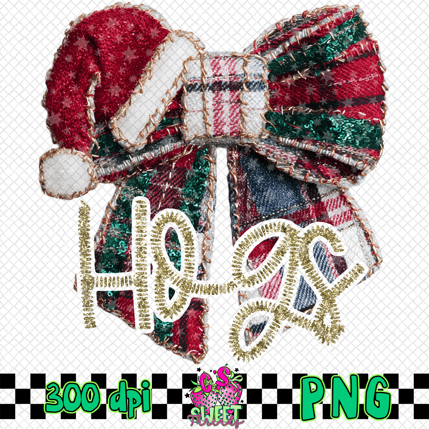 Hogs Faux Embroidered Christmas Bow