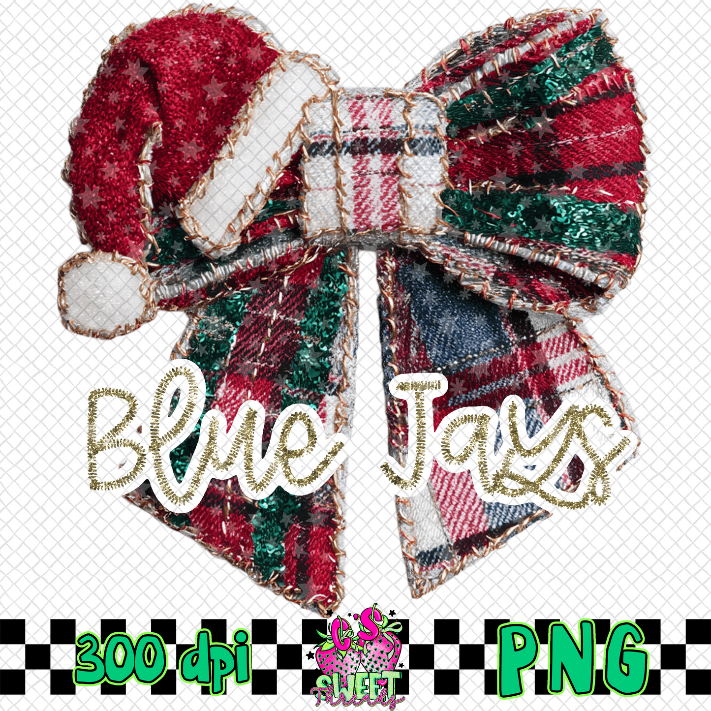 Blue Jays Faux Embroidered Christmas Bow