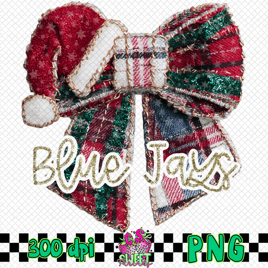 Blue Jays Faux Embroidered Christmas Bow