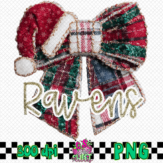 Ravens Faux Embroidered Christmas Bow