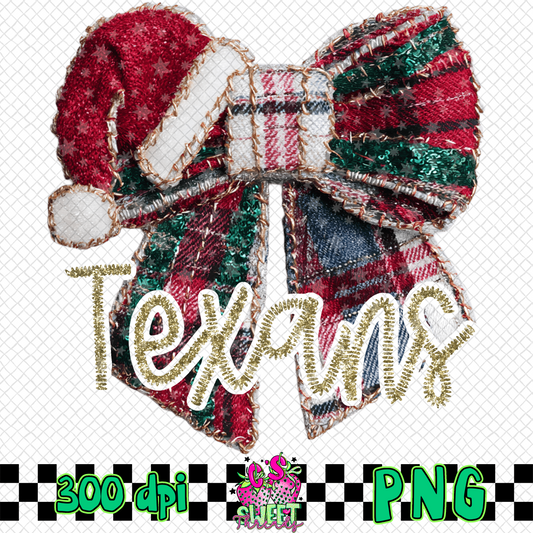 Texans Faux Embroidered Christmas Bow