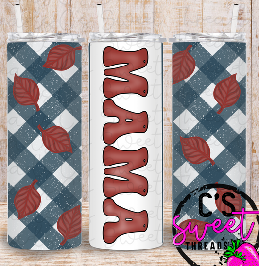 Mama with leaves tumbler design