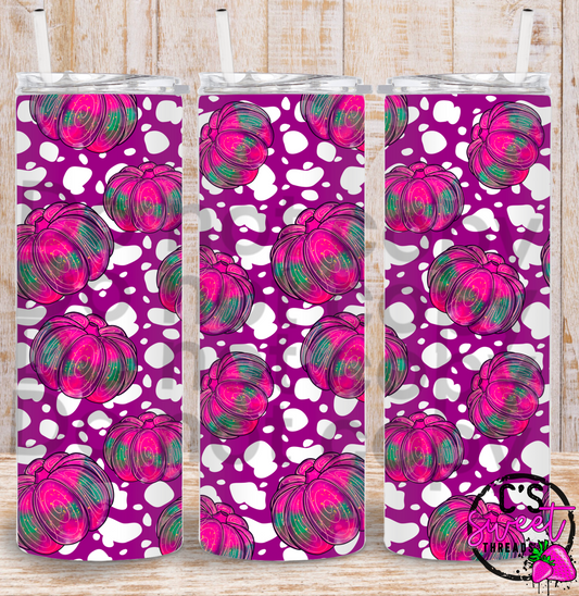 Pink pumpkin tumbler design