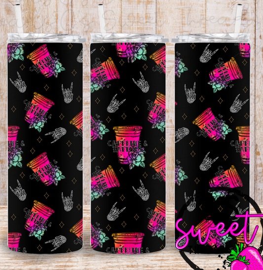 Caffeine and tattoos tumbler design