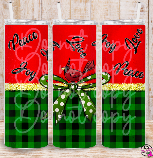 Peace love joy Christmas tumbler design